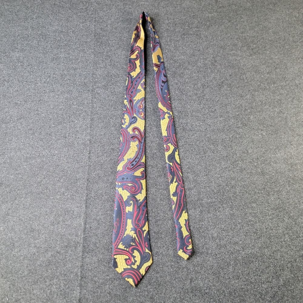 St Patrick Men's Geometric Print Necktie Tie Blue Gold Red 100% Mirco Fiber